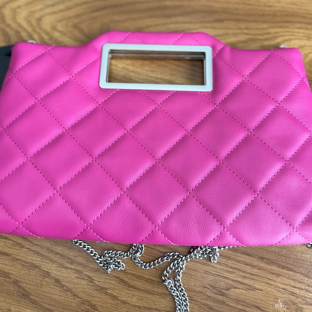 INC Judith Handle Clutch With Diamond Quilt Pattern- Pink Tutu.